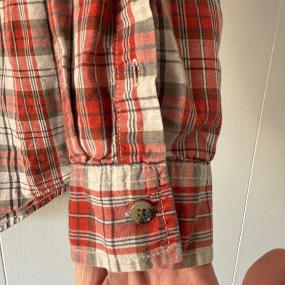 Roots ladies plaid button down cotton long sleeve shirt size L - Picture 8 of 10